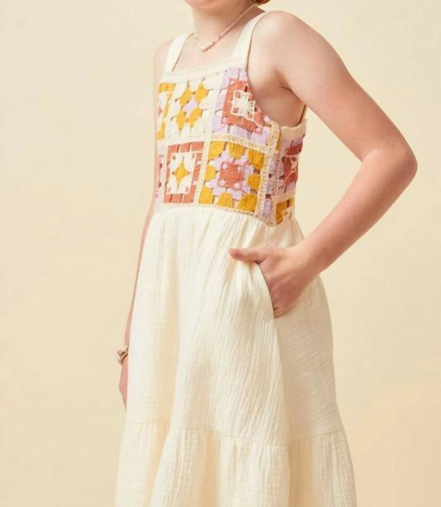 Hayden LA Youth Girl's Rosalie Crochet Bodie Dress In Multi 2