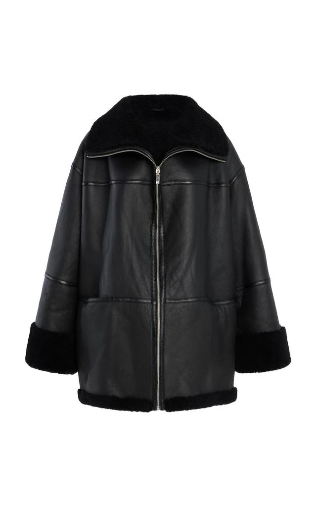 Totême Toteme - Menfi Oversized Shearling Coat - Black - XS/S - Moda Operandi 1