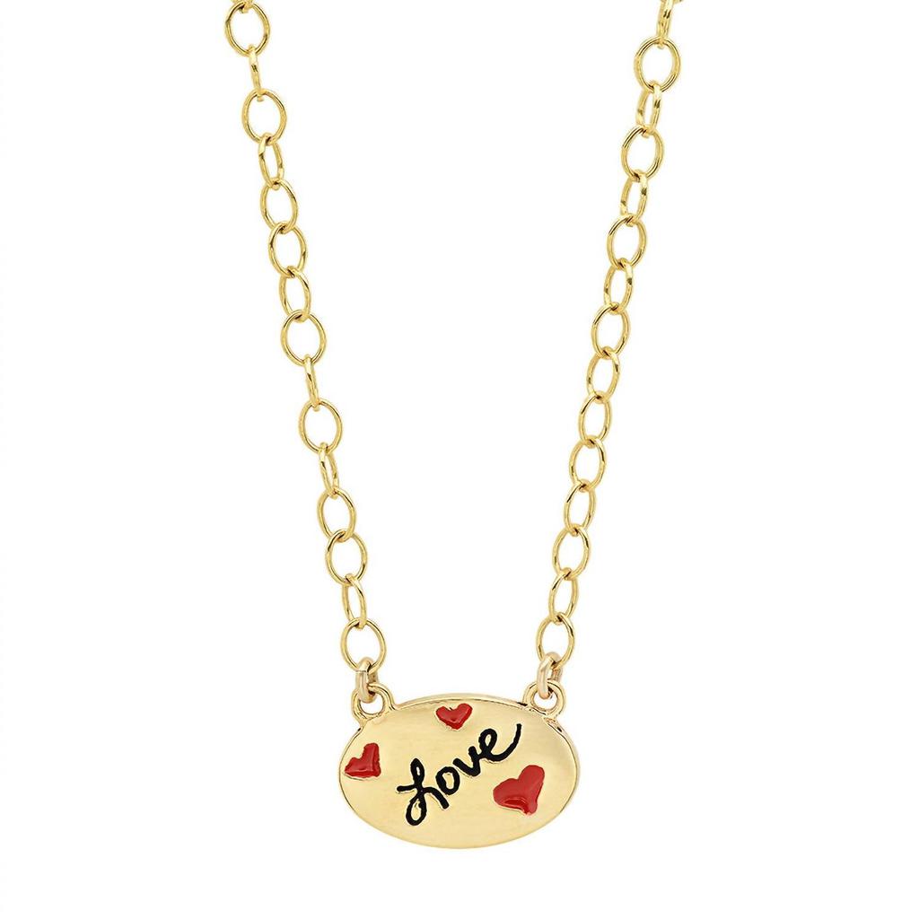 Jessica Elliot Women
s Enamel Oval Necklace - Love
