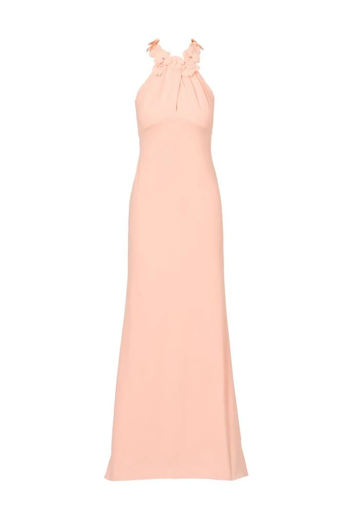 Adrianna Papell Rosette halter crepe gown 1