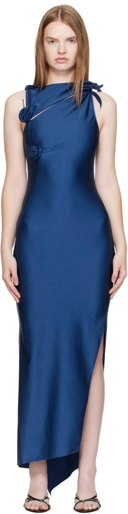 Coperni Blue Asymmetric Flower Minidress