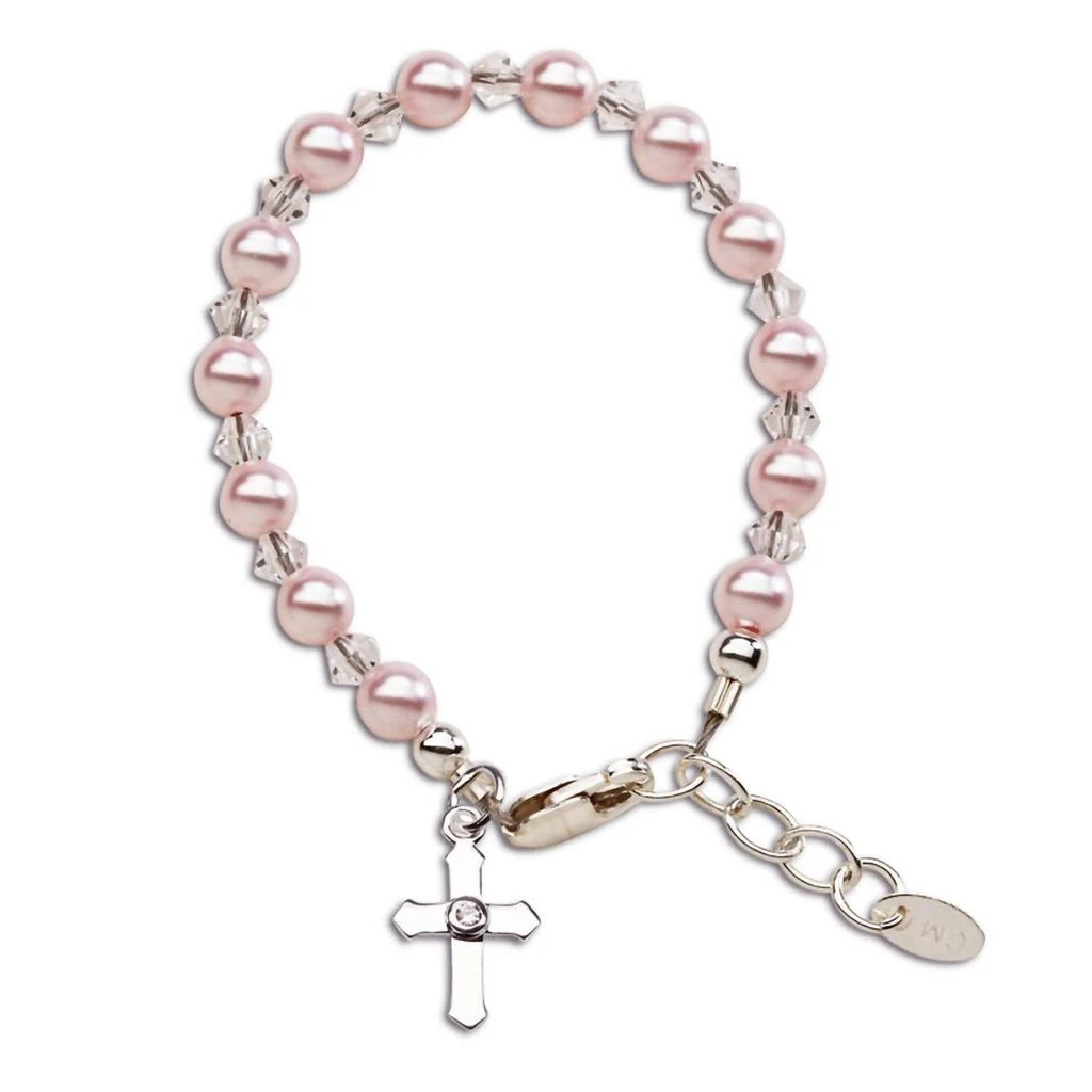 Cherished Moments Cherished Moments - Babies And Toddlers Bella Sterling Silver Pearl And Cross Bracelet