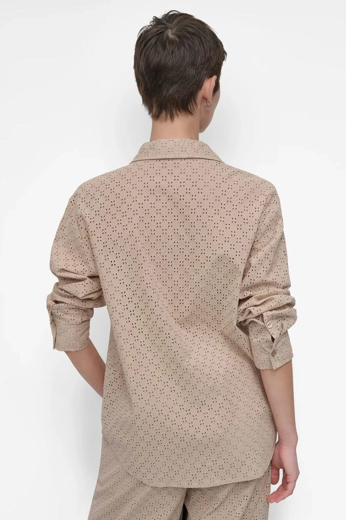 DKNY EYELET LONG SLEEVE BUTTON FRONT SHIRT 5