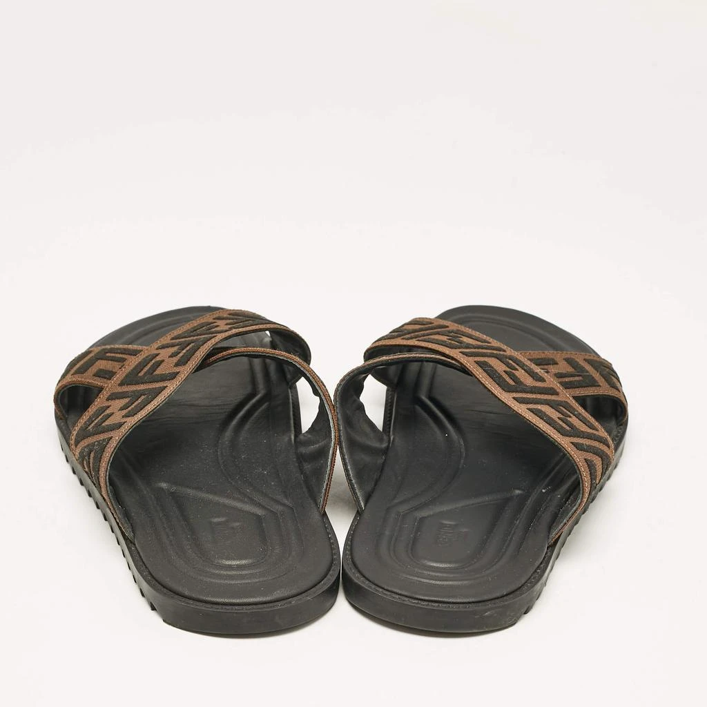Fendi Fendi Brown/Black Zucca Canvas Crisscross Slide Sandals Size 42 5