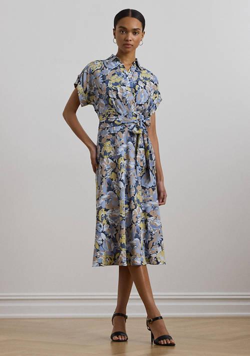 Ralph Lauren Women's Floral Belted Crepe Dress