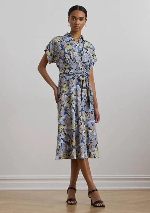 Ralph Lauren Women's Floral Belted Crepe Dress 1