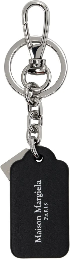 MAISON MARGIELA Black 
Silver Four Stitches Tag Keychain