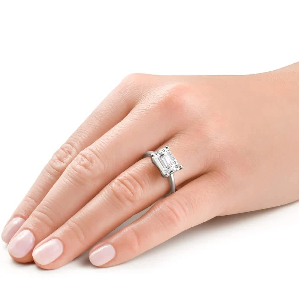 Pompeii3 Certified 5Ct Emerald Cut Lab Grown Diamond Solitaire East West Engagement Ring 3