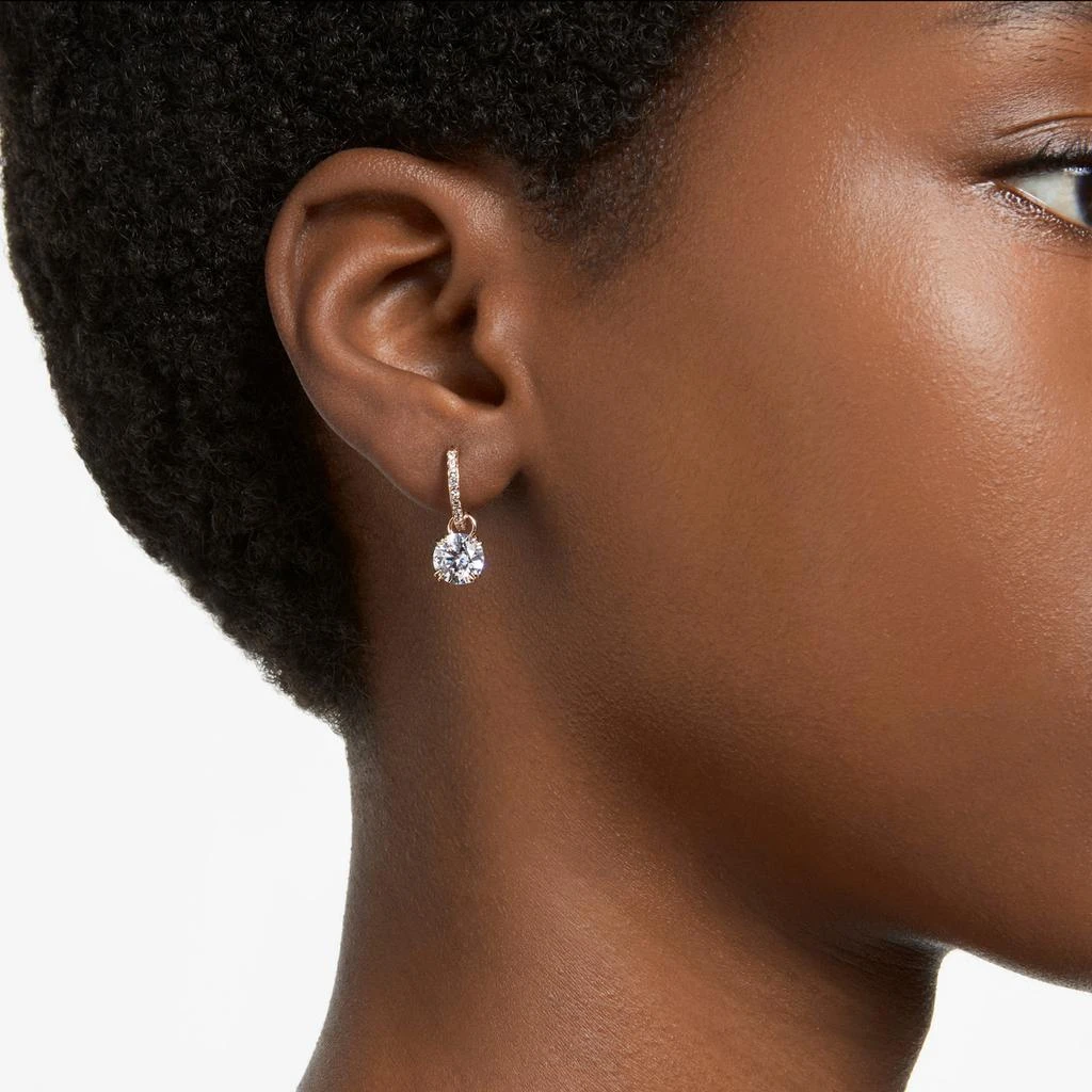Swarovski Stilla drop earrings round cut white rose gold-tone plated 2