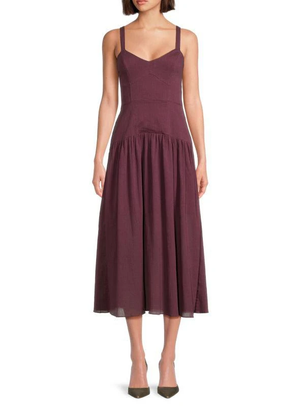 AREA Karin Solid A-line Midi Dress 1