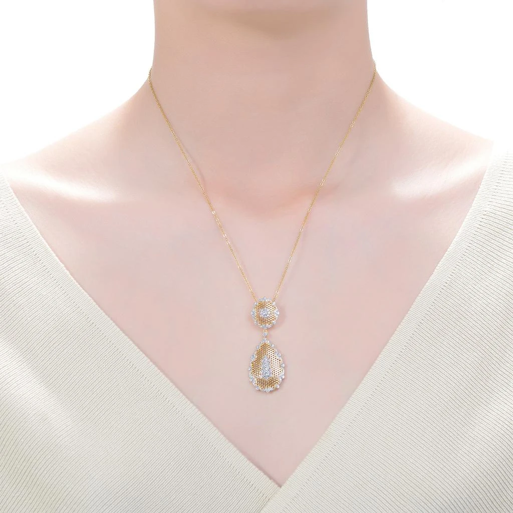 Rachel Glauber Rhodium And 14k Gold Plated Cubic Zirconia Pendant Necklace 3