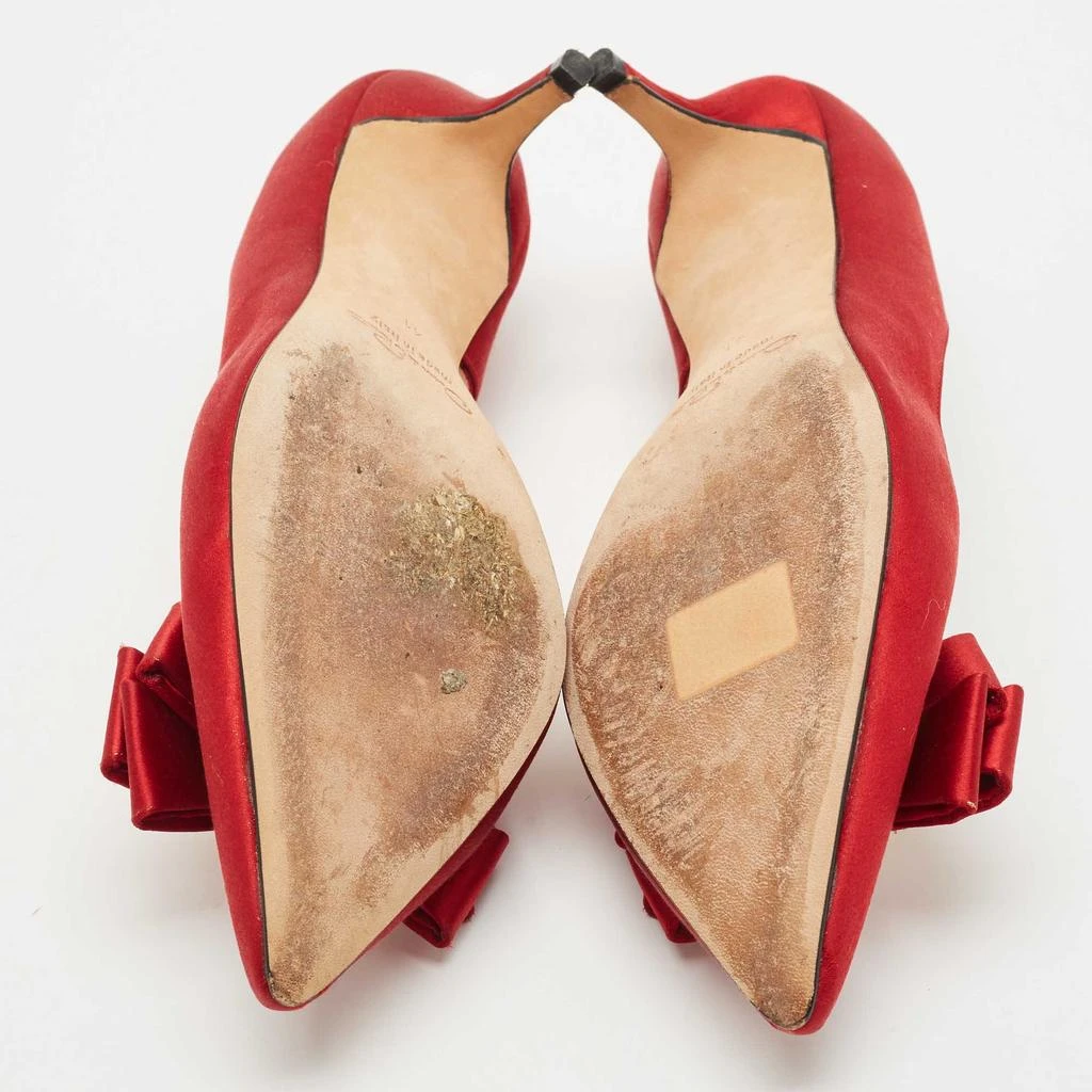 Oscar de la Renta Oscar de la Renta Red Satin Pointed Toe Bow D'orsay Pumps Size 41 6