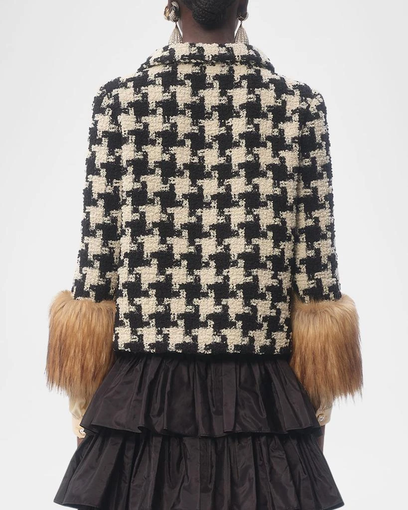 Valentino Faux-Fur Macro Houndstooth Tweed Jacket 3