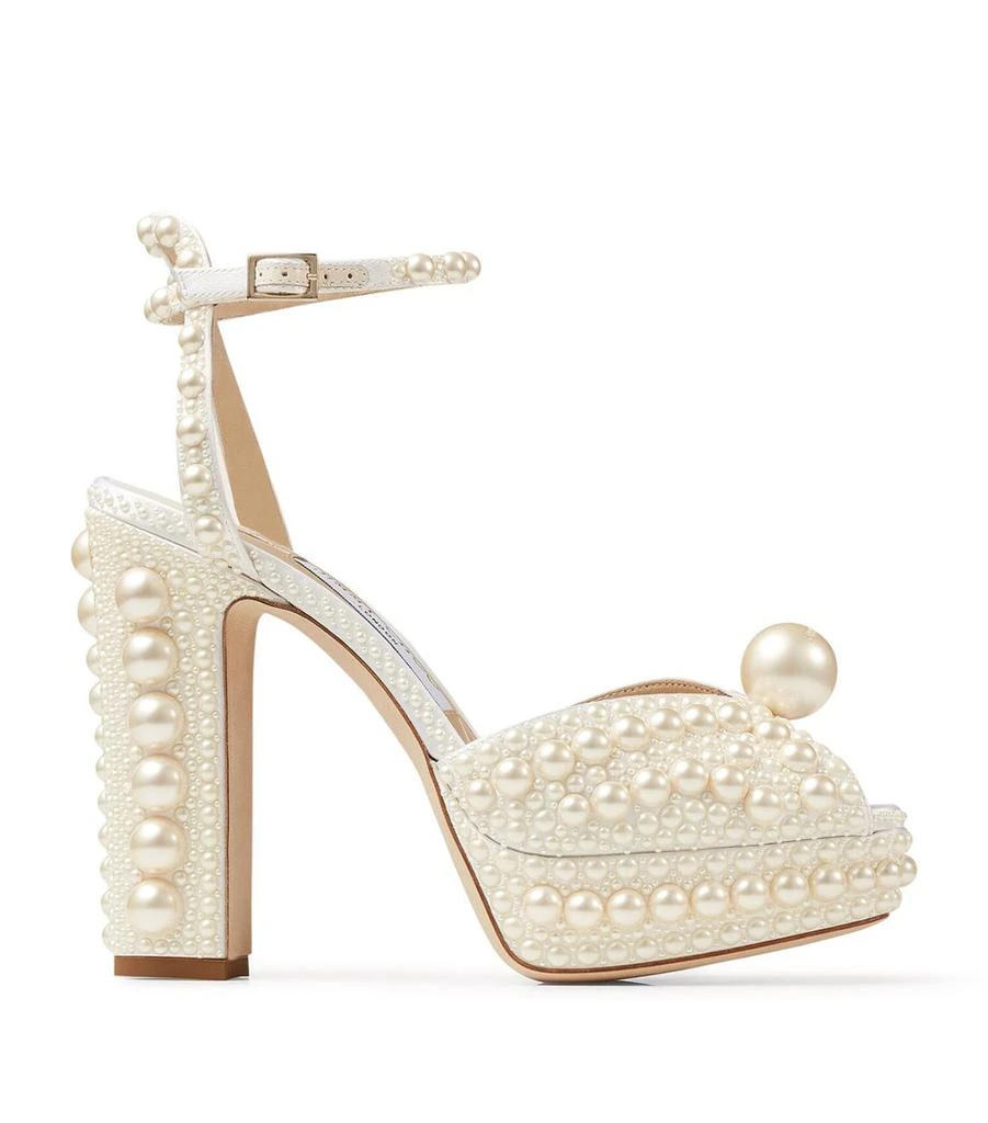 Jimmy Choo Sacaria 120 Pearl-Embellished Satin Platform Sandals 1
