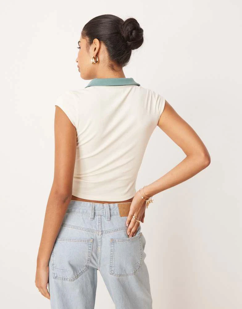 Cotton On Cotton On Alice deep v polo in creme fraiche/contrast 4