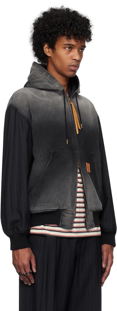 Khoki Black Vintage-Effect Work Jacket