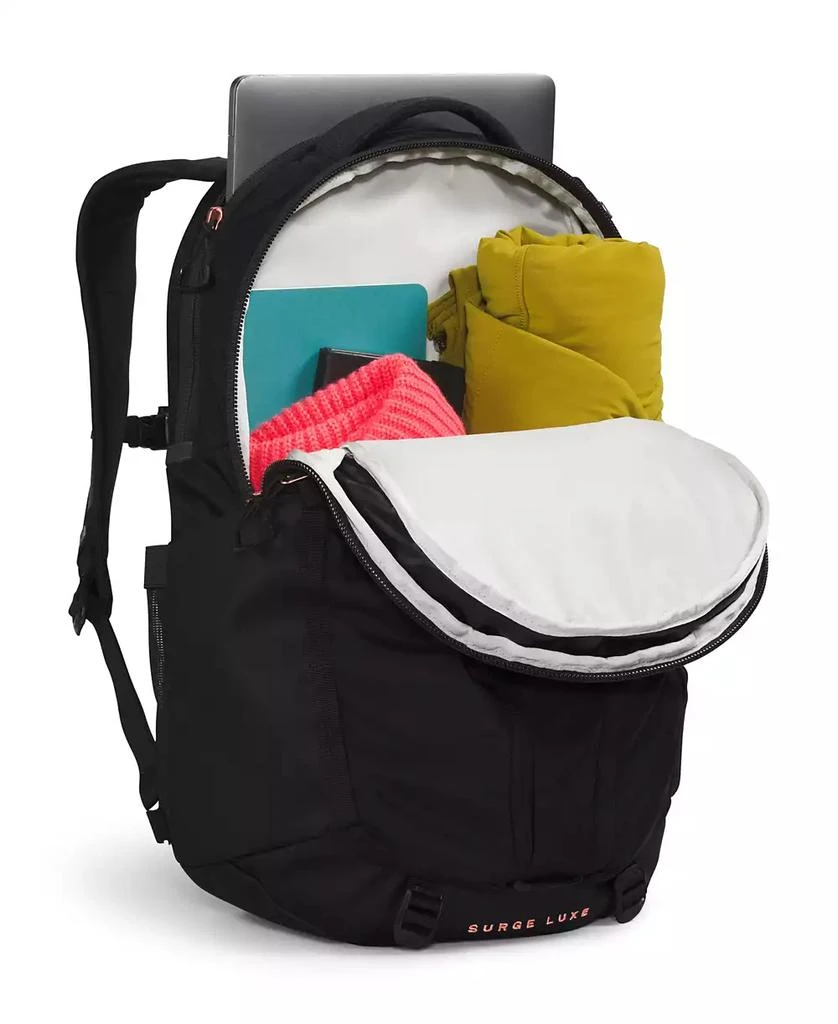 The North Face Women's Surge Luxe Backpack: Black/Burnt Coral