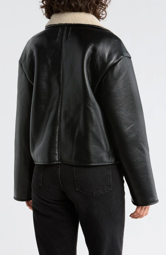 Elodie Faux Shearling Collar Faux Leather Crop Jacket 2