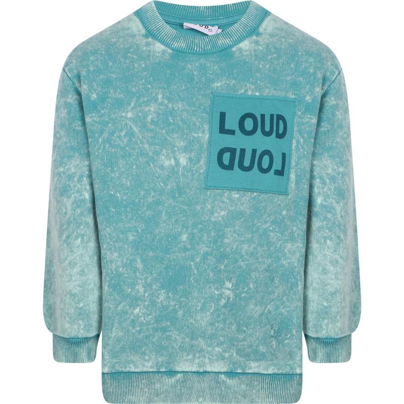 Loud Apparel Marbled tie dye print organic logo sweatshirt in blue