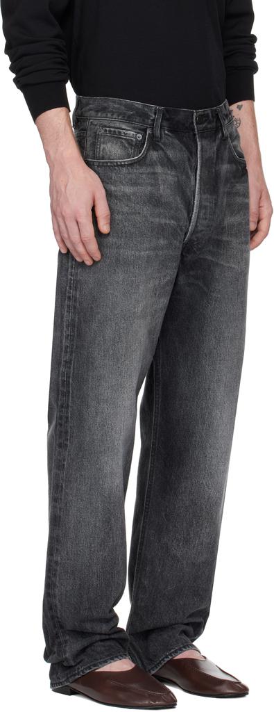 AURALEE Black Selvedge Faded Heavy Denim Wide Jeans