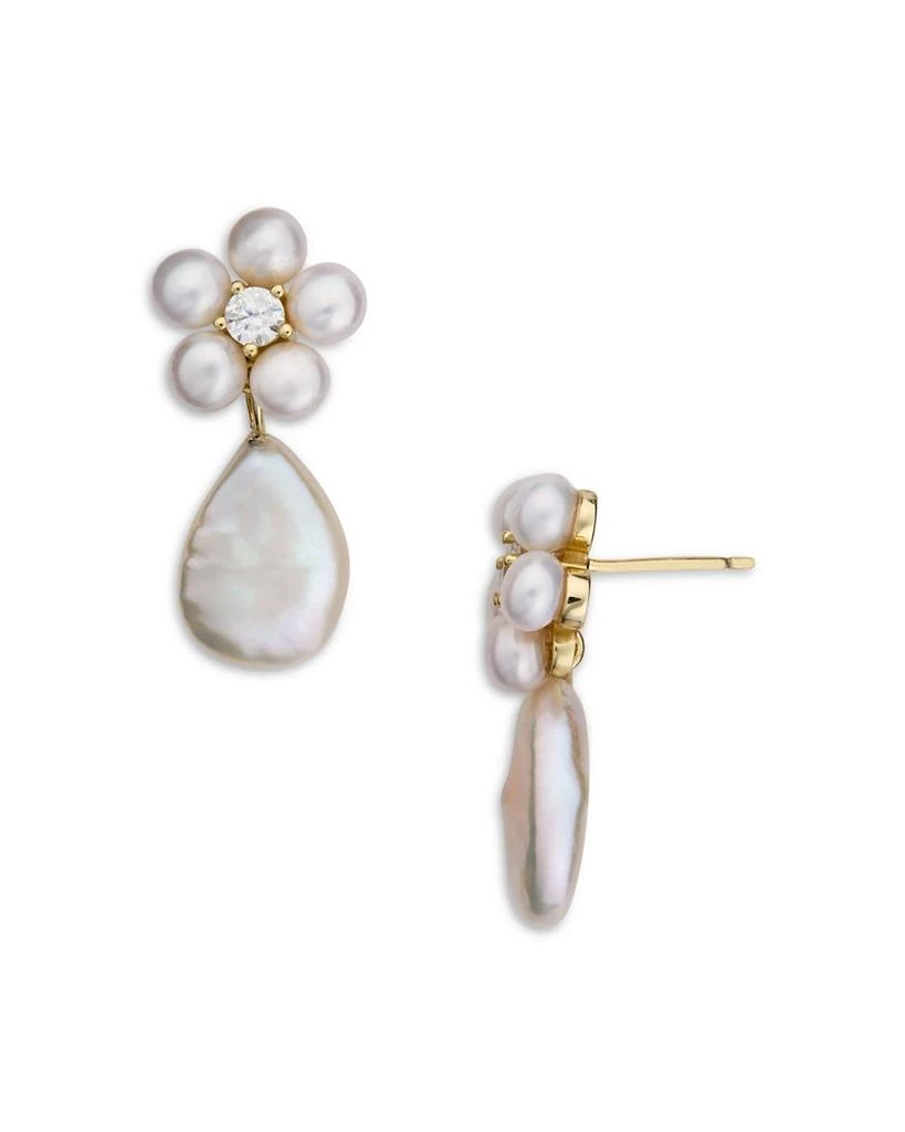 Shashi Cultured Freshwater Pearl Flower Drop Earrings 1
