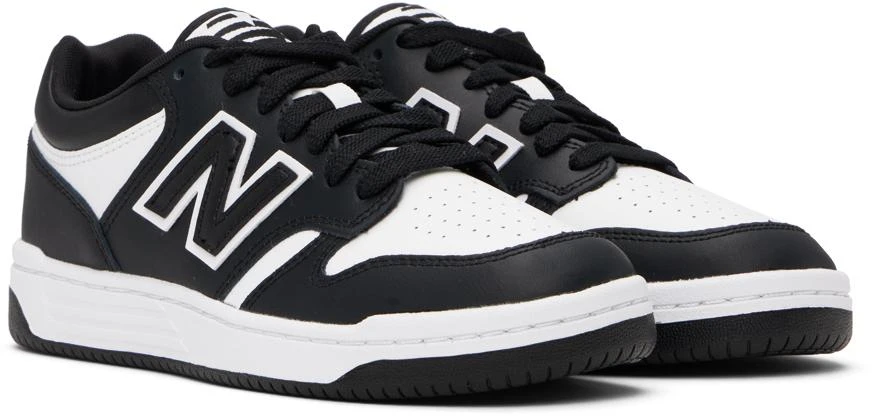 New Balance White & Black 480 Sneakers 4