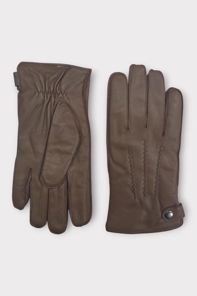 Infinity Leather Men’s Tan Brown Italian Leather Warm Wool-Lined Winter Bike Riding Driving Casual Gloves