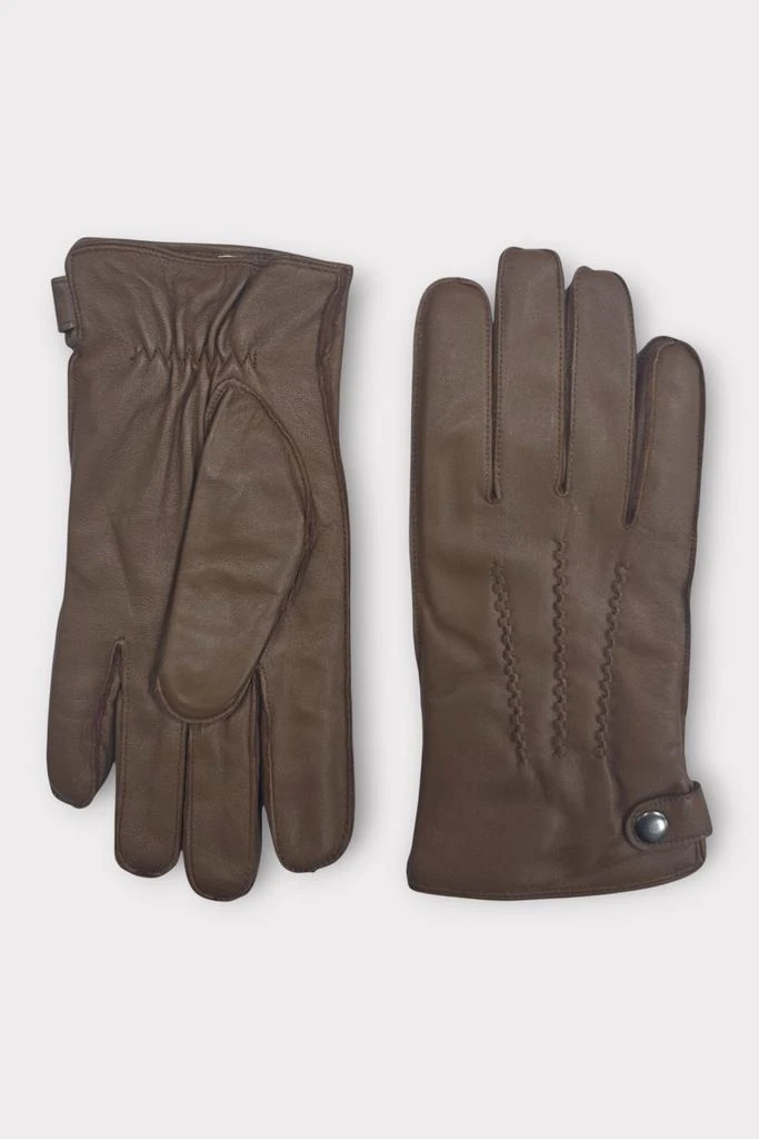 Infinity Leather Men’s Tan Brown Italian Leather Warm Wool-Lined Winter Bike Riding Driving Casual Gloves 1