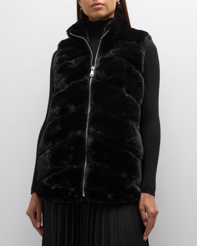 La Fiorentina Chevron Faux Mink Fur Vest