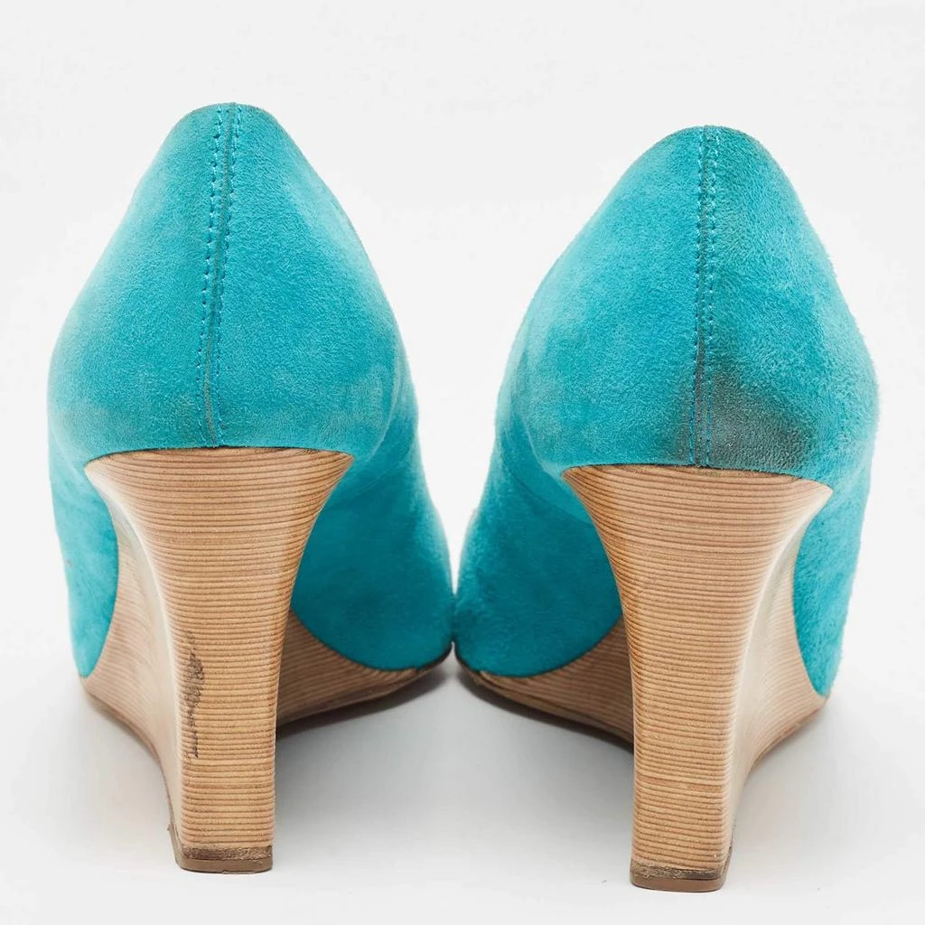 Tod's Tod's Blue Suede Peep Toe Wedge Pumps Size 40 5