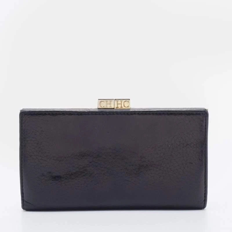 CH Carolina Herrera CH Carolina Herrera Black Leather French Continental Wallet 5