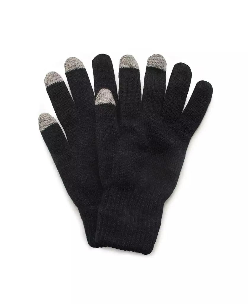MUK LUKS Men's Unisex 2 Layer Knit Glove with Texting Fingers, Black, One Size