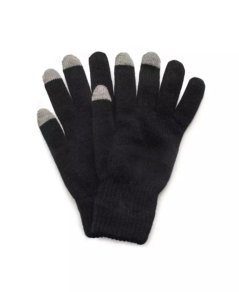 MUK LUKS Men's Unisex 2 Layer Knit Glove with Texting Fingers, Black, One Size 1