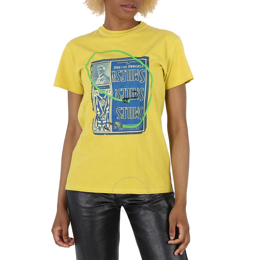 MAISON MARGIELA BLUSH BEIGE T-SHIRT WITH GRAFFITI LOGO - T