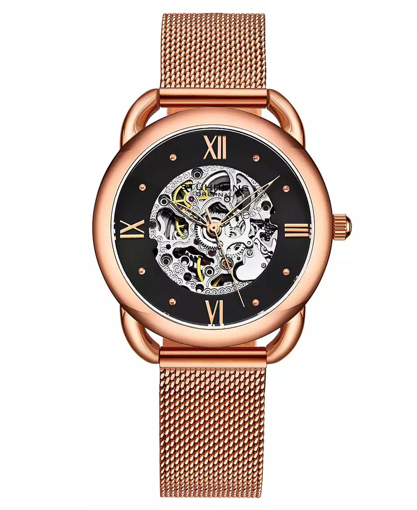 Stuhrling Women's Automatic Rose Gold-Tone Mesh Bracelet Watch 36mm