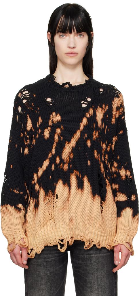 R13 Black Bleached Oversized Sweater