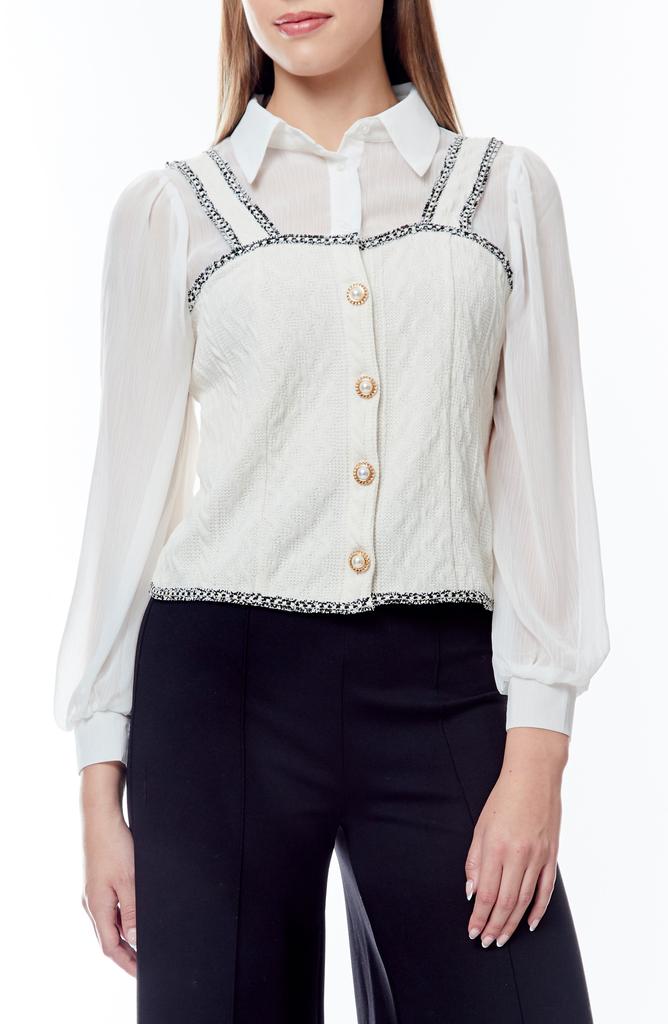 Love by Design Padma Tweed Trim Twofer Top