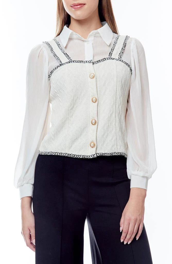 Love by Design Padma Tweed Trim Twofer Top 1