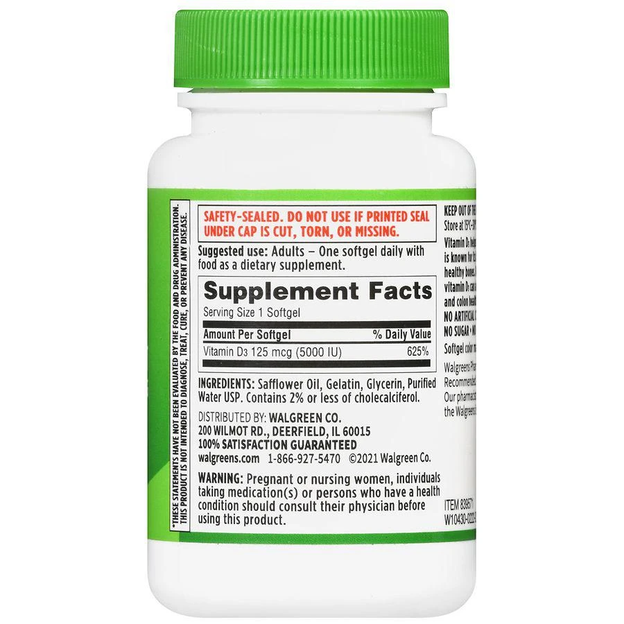 Walgreens Vitamin D3 125 mcg Softgels 3