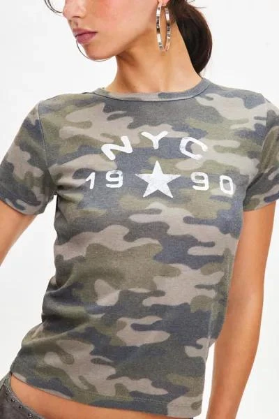 Urban Outfitters NYC 1990 Graphic Camo Baby Tee 3