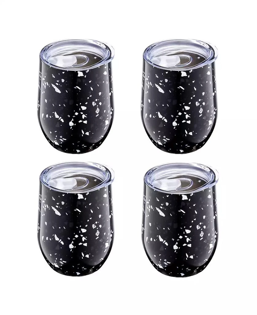 Cambridge Silversmiths 12 Oz Black Terzo Stainless Steel Wine Tumblers, Set of 4 5