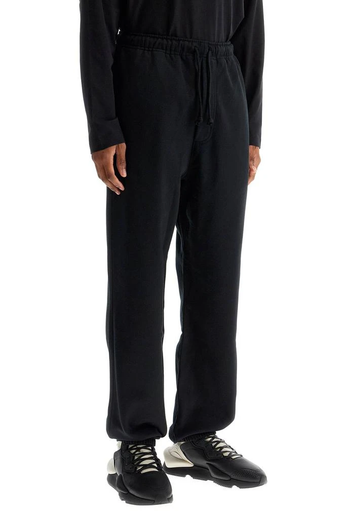 Y-3 wide leg high waist black cotton pants with adjustable drawstring 2