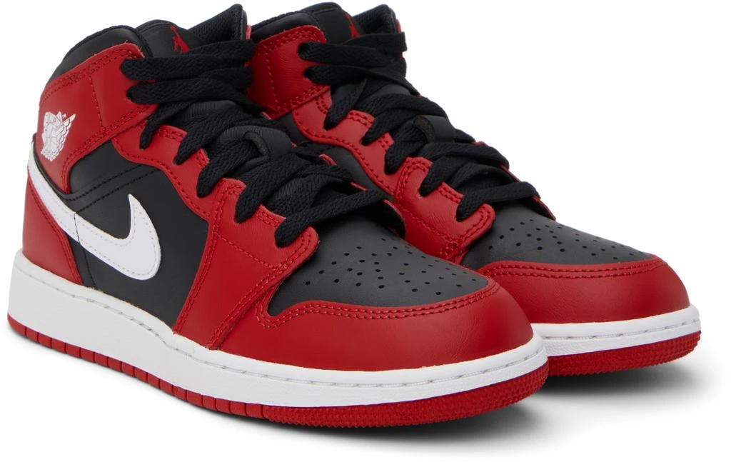 Jordan Big Kids Black & Red Air Jordan 1 Mid Sneakers 4