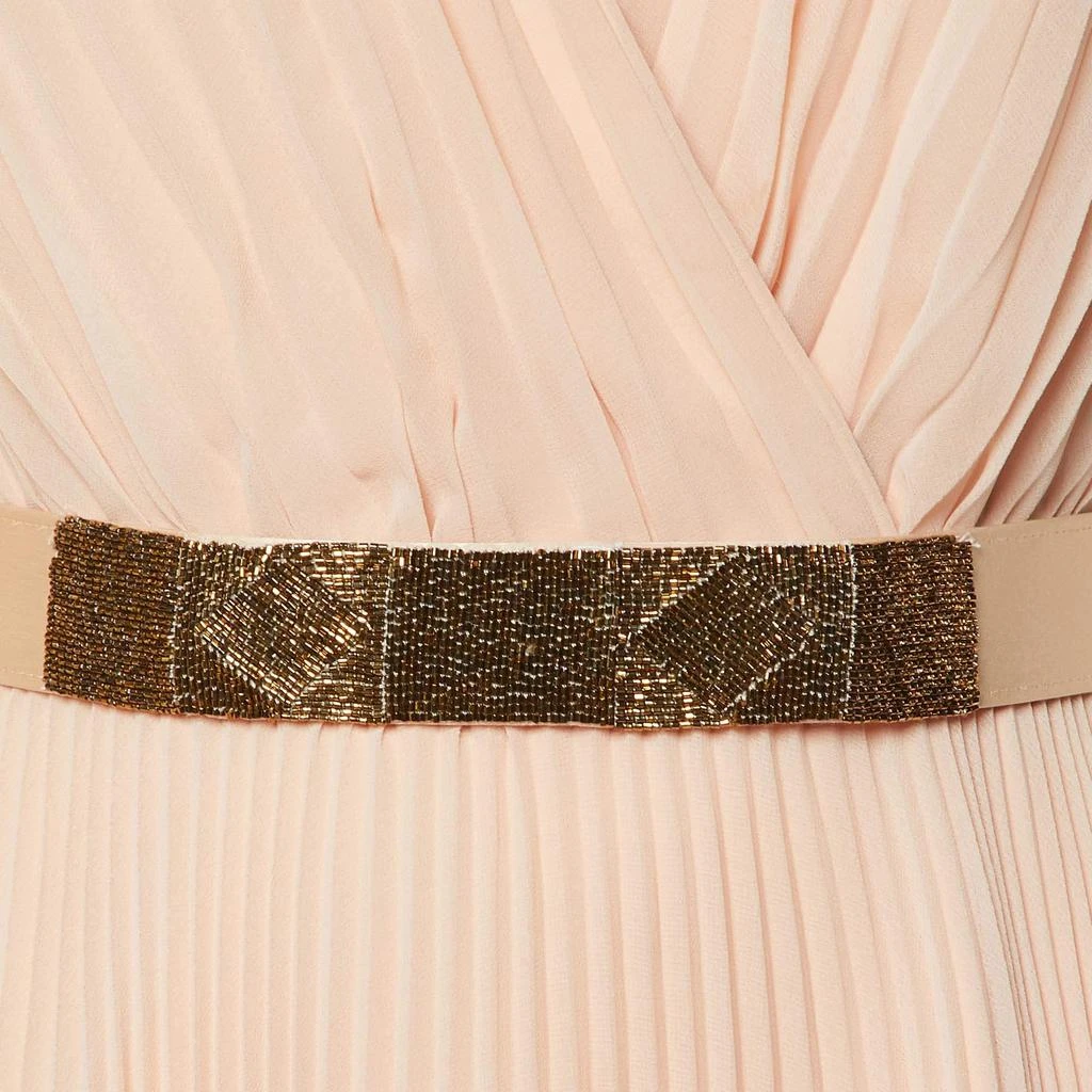 Max Mara Max Mara Light Orange Pleated Georgette Belt Detail Sidra Midi Dress M 3