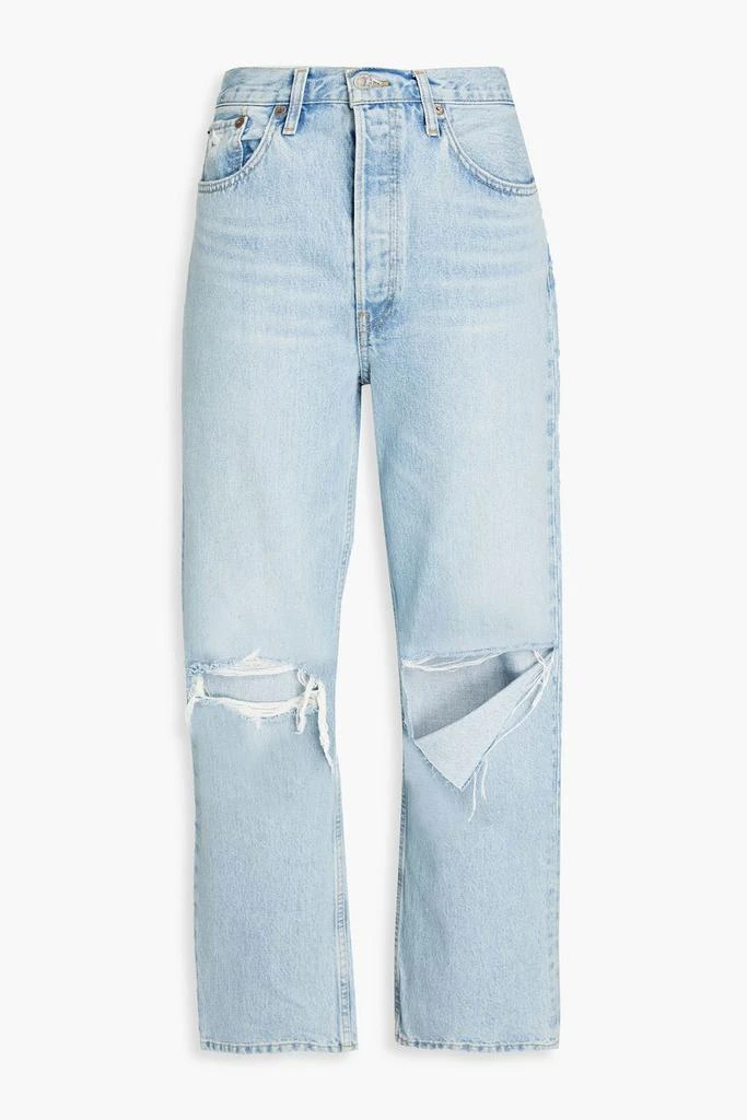 Re/Done Distressed high-rise straight-leg jeans 1
