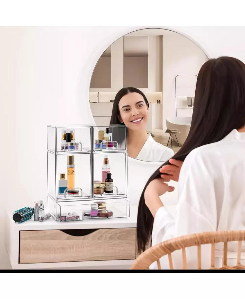 Sorbus 2 Pack Clear Acrylic Drawer Organizers - Makeup Case Pull-Out Drawers (7.6   Tall) 5