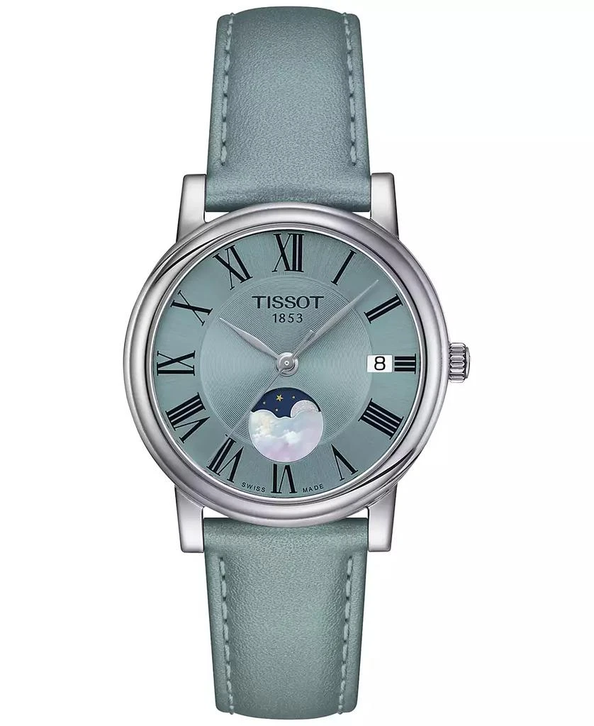 Tissot Women's Carson Premium Lady Moonphase Blue Leather Strap Watch 32mm 1