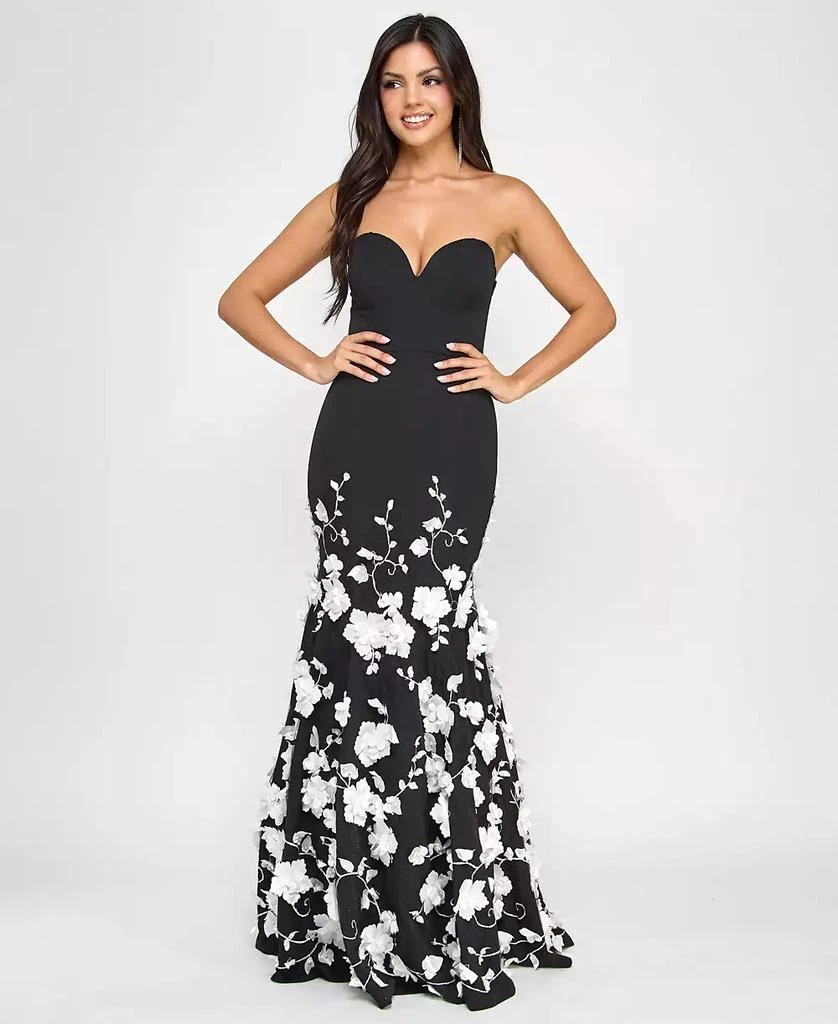 City Studios Juniors' 3D Floral-Appliqué Mermaid Gown, Created for Macy's 4