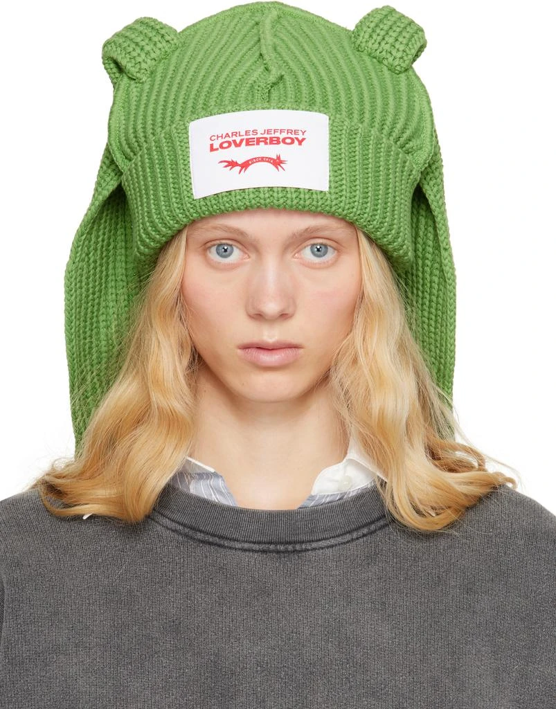 Charles Jeffrey Loverboy Green Chunky Rabbit Beanie 1