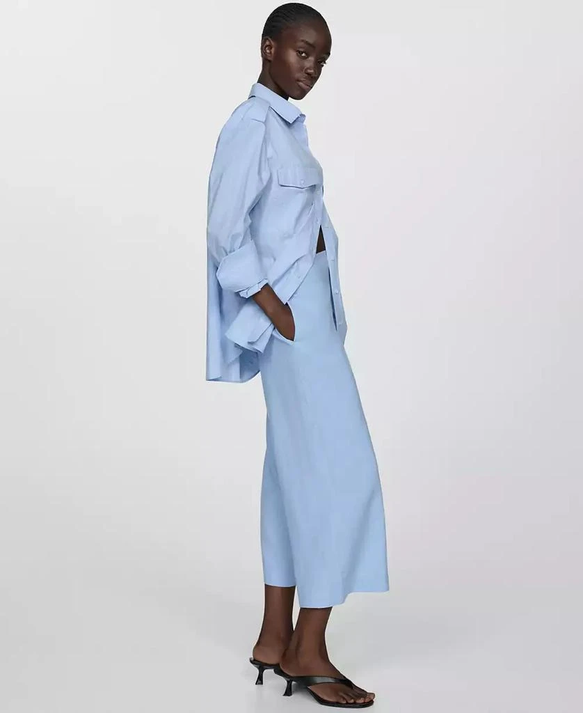 Mango Women's Wide Leg Linen Pants 4